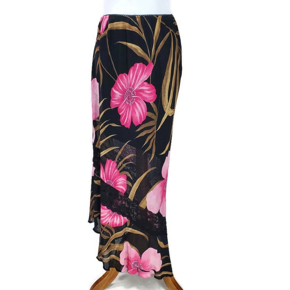 Cache Black Floral Two-Piece Skirt Set with Pink & Brown Print - Picture 5 of 16